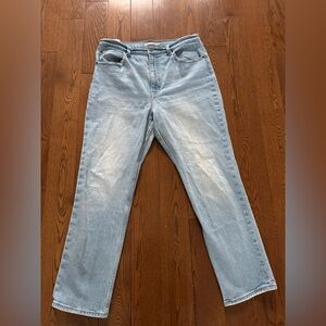 Levi’s Premium Denim 70s High Waist Slim Straight Light Blue Jeans Size 32W 29L